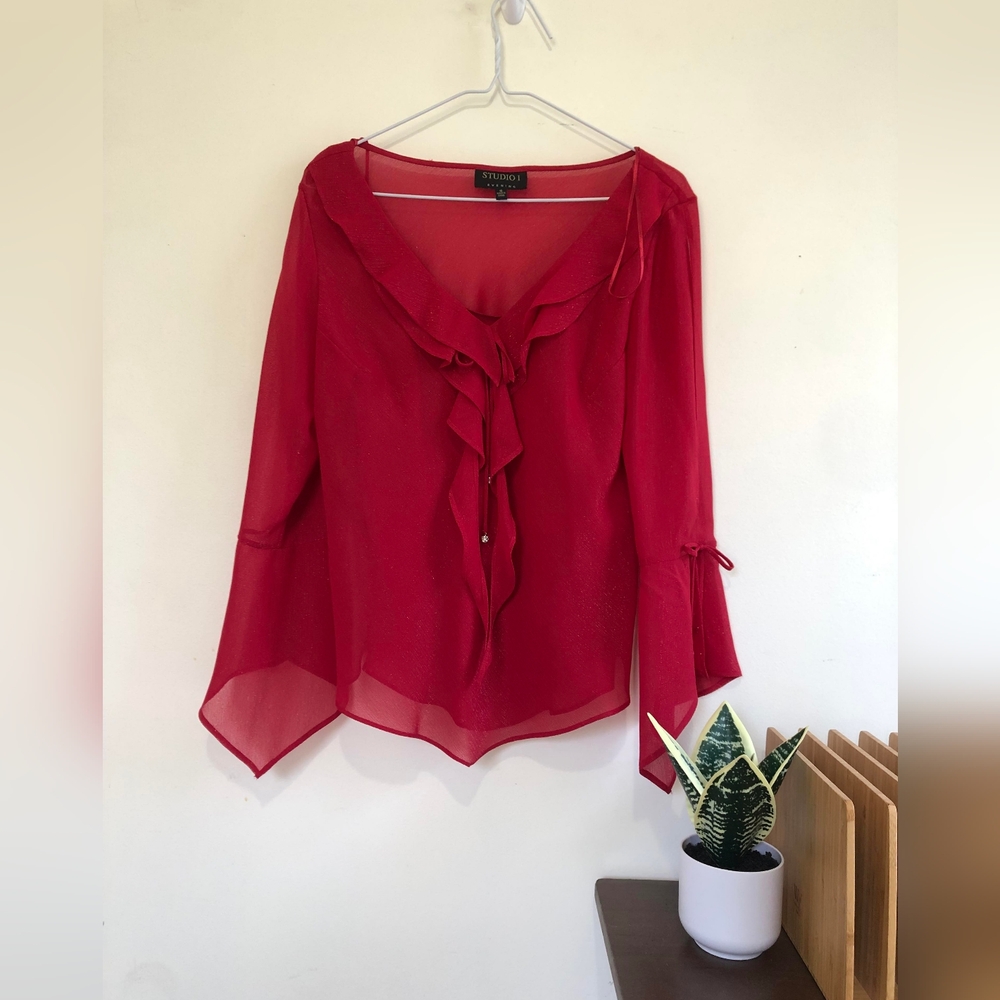 Red Blouse Size 10 Studio 1